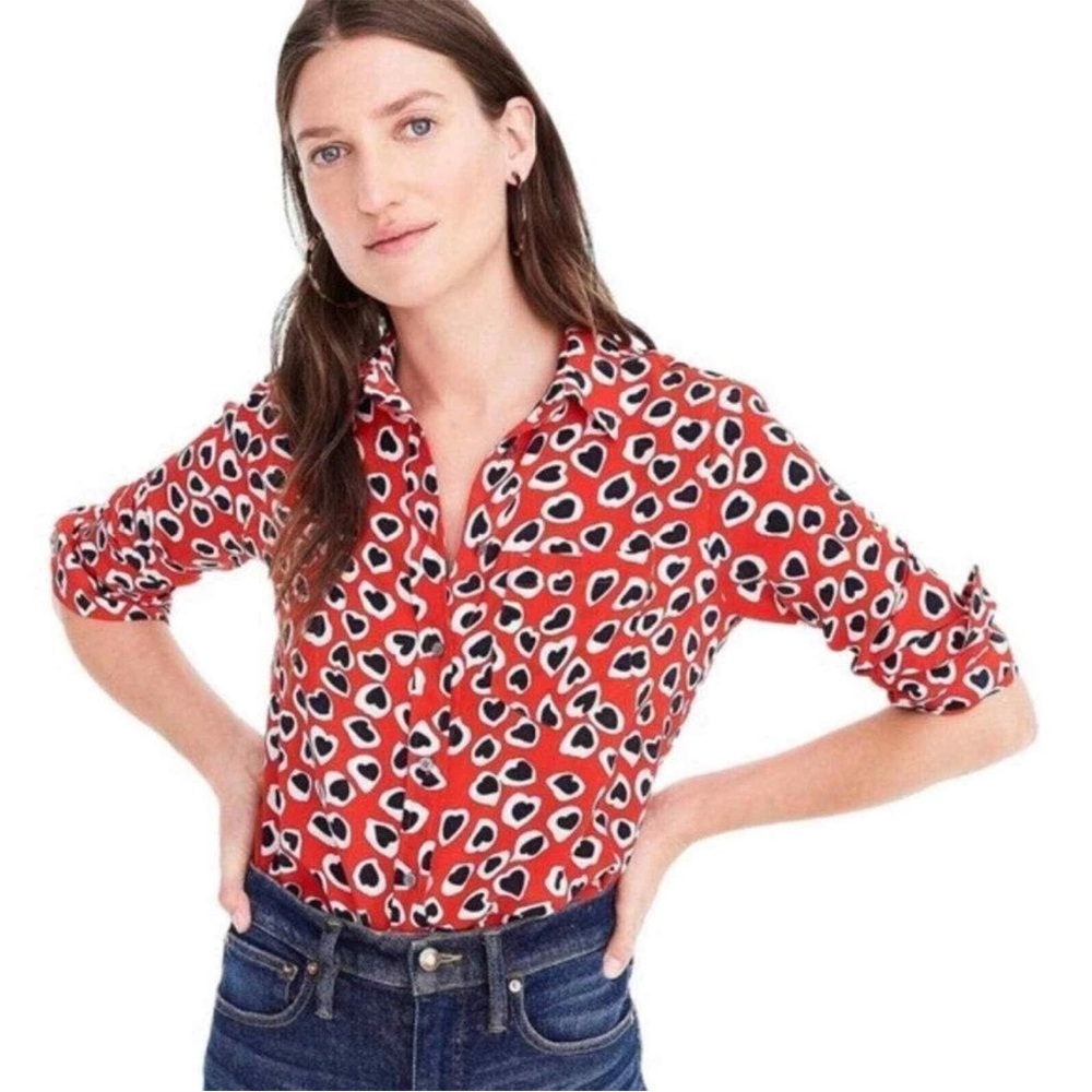 J. Crew Classic-fit Boy Shirt in Silk Heart Print